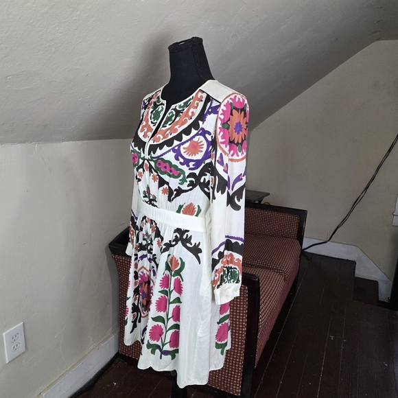 ba&sh Floral Boho Dress Size S Viscose Long Sleeve White Printed Mini - Picture 4 of 16